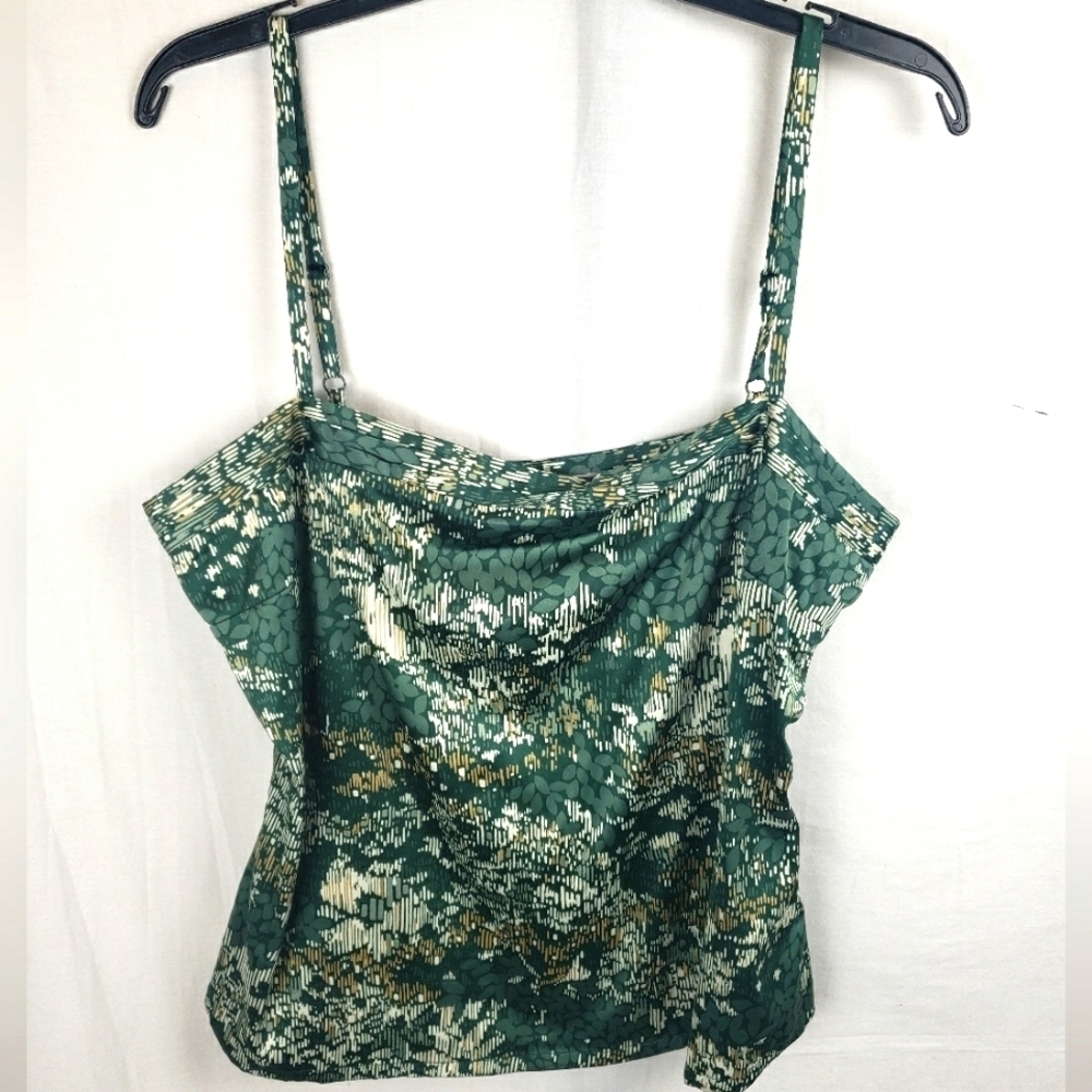 To The Max Green Spagetti Strap Silky Shirt Sz L